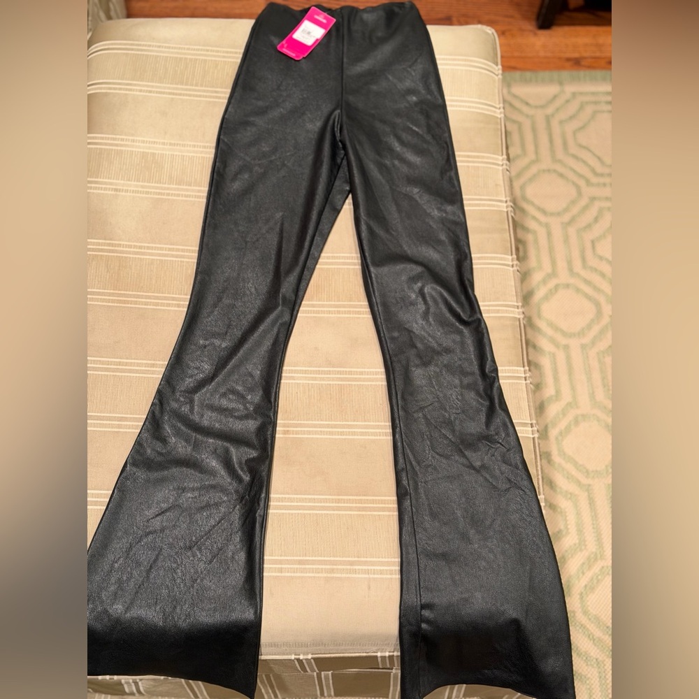 Commando Midnight Black Faux Leather Full Length  Flare Pants NWT Retail $148